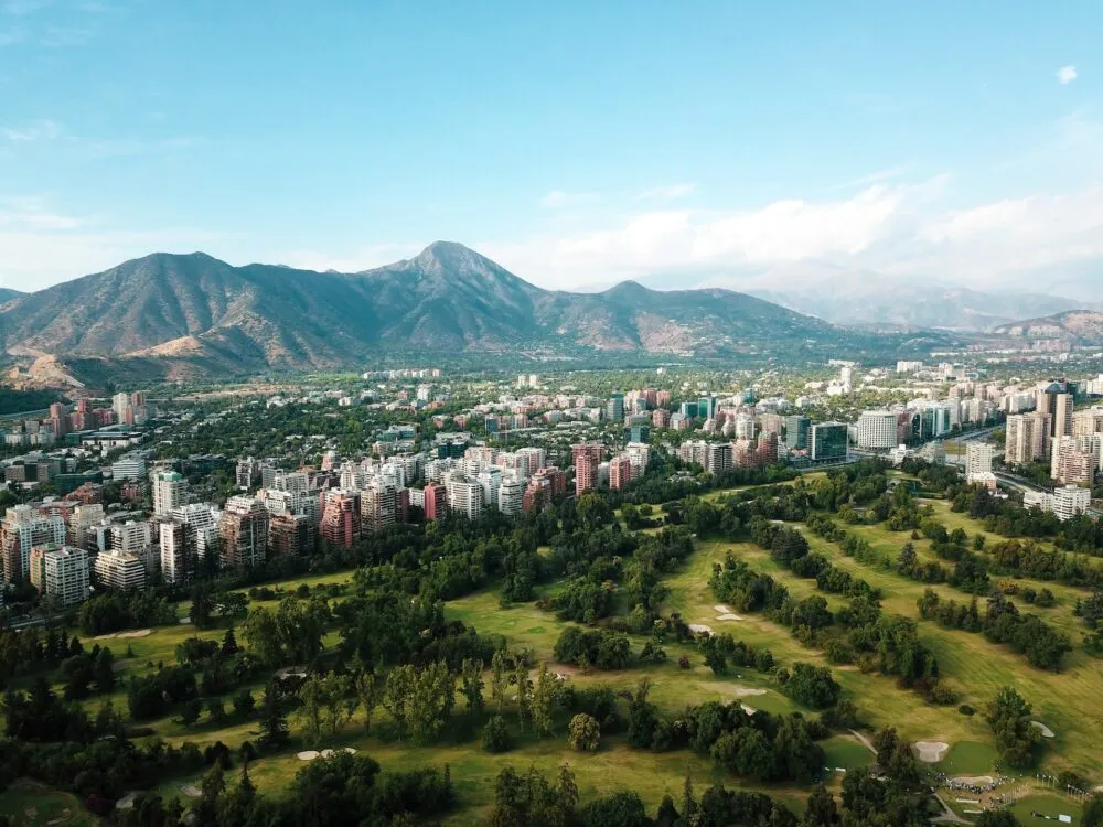 Uitzicht over Santiago, Chili
