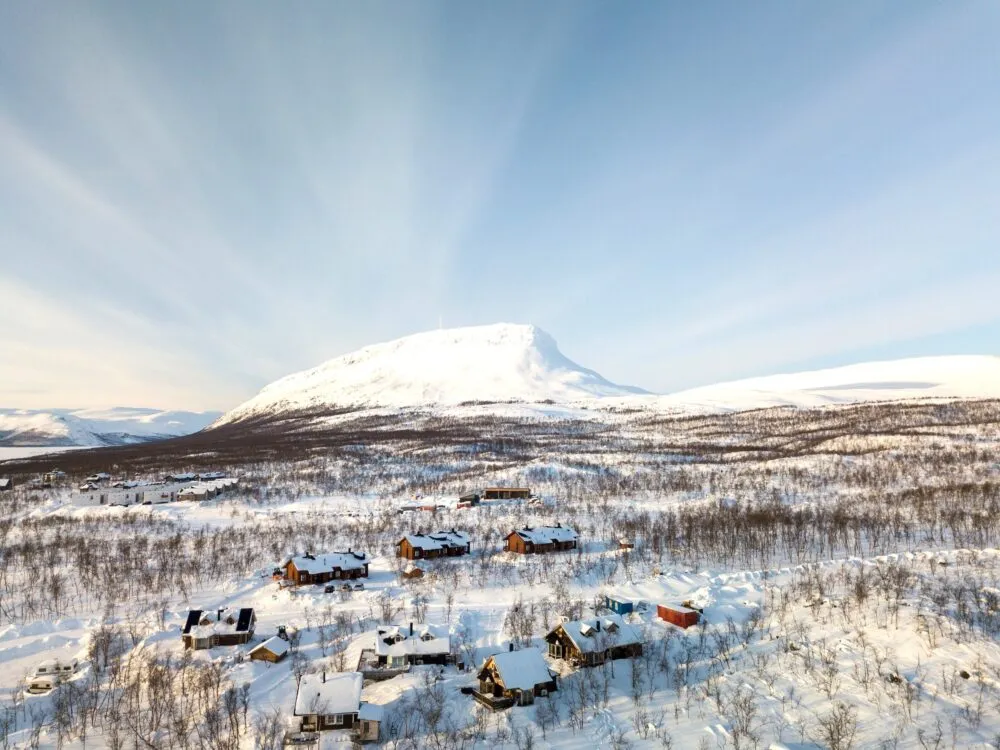 Finland Lapland Van Boven Huisjes En Berg
