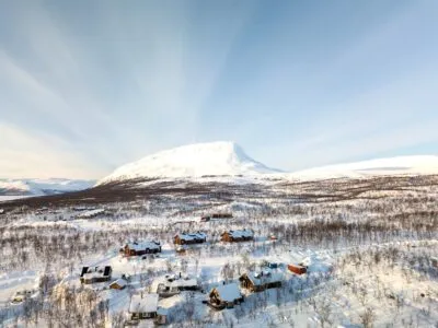 Finland Lapland Van Boven Huisjes En Berg