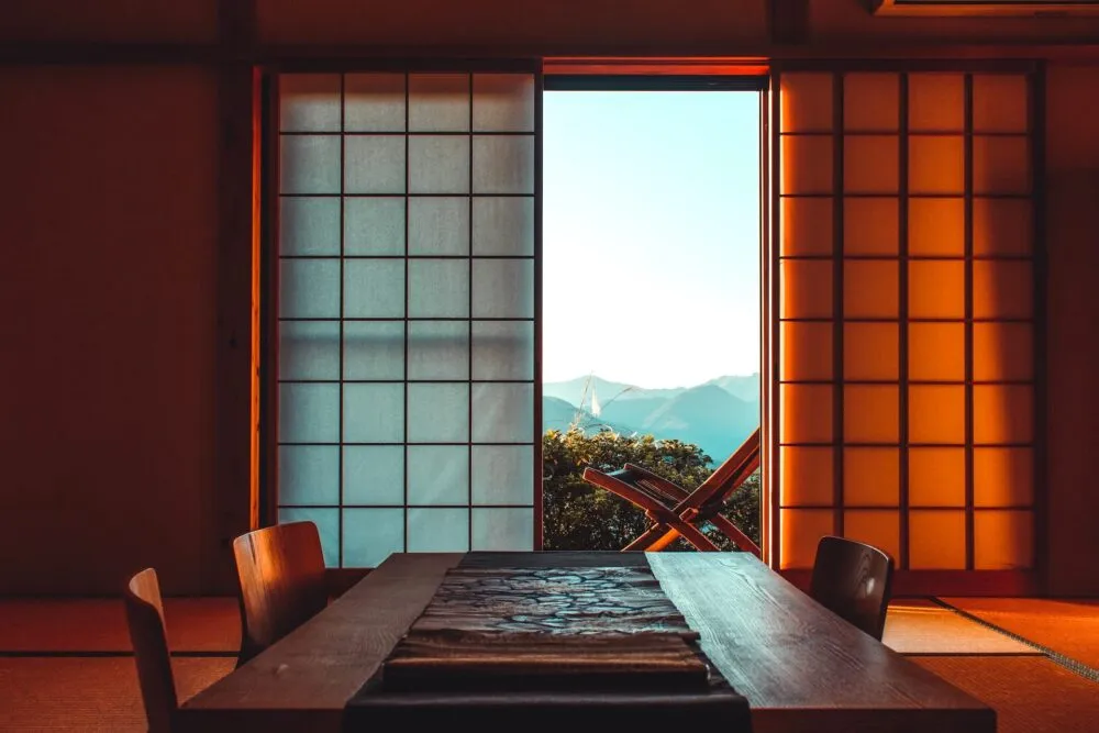 Japan Slapen In Een Ryokan Uitzicht Bergen