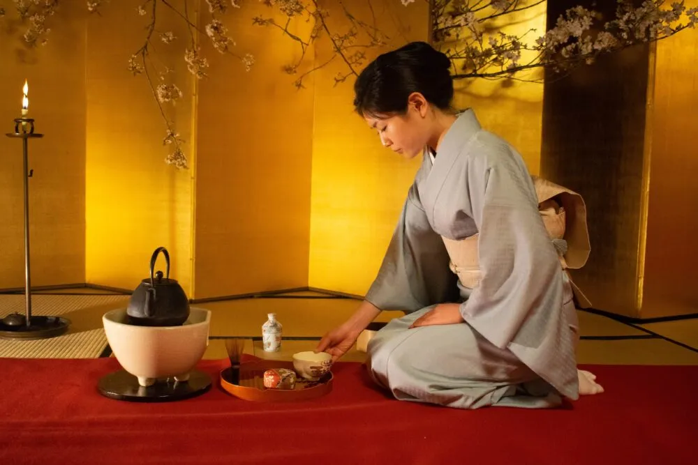 Japan Theeceremonie Een Vrouw