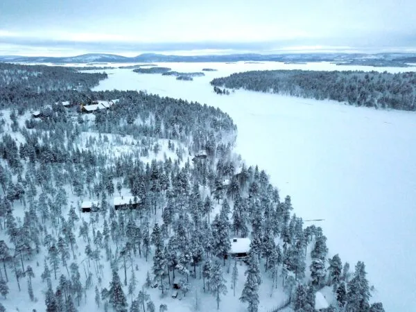 Laplandse Hutten Van Boven Uitzicht