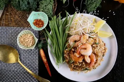 Thailand Food Pad Thai Garnalen