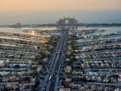 Dubai Palm Jumeirah Bovenaf Uitzicht Op Hotel