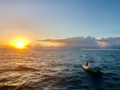 Mozambique Zee Zon Bootje Op Het Water