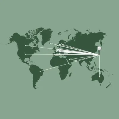 Wereldkaart met deelnemende landen Expo 2025