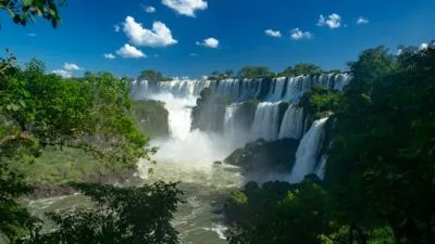 Argentinie Iguazu Waterval Groen Blauwe Lucht