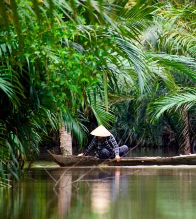 Vietnamese boot op de Mekong Delta, Vietnam