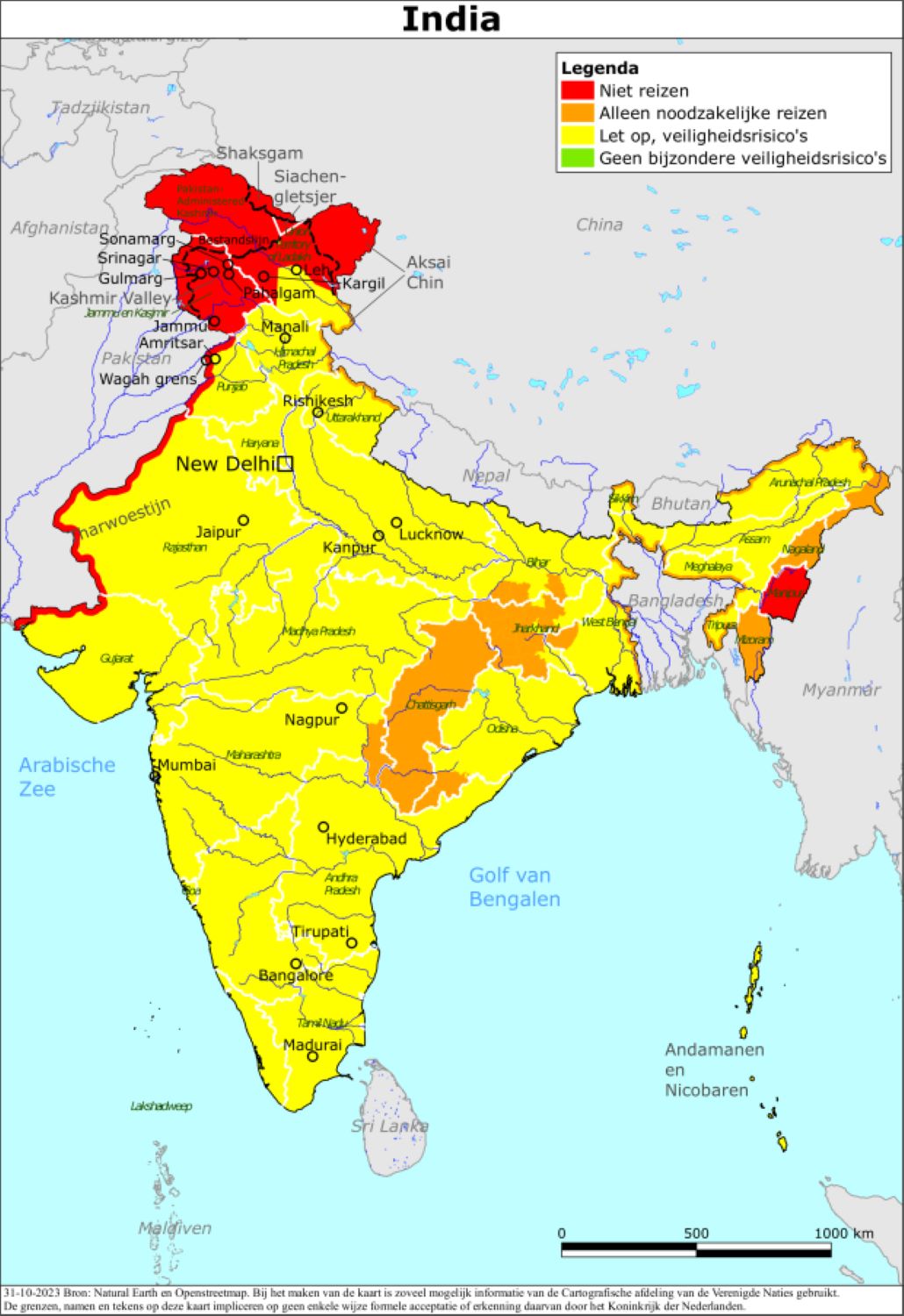 Map Reisadvies India