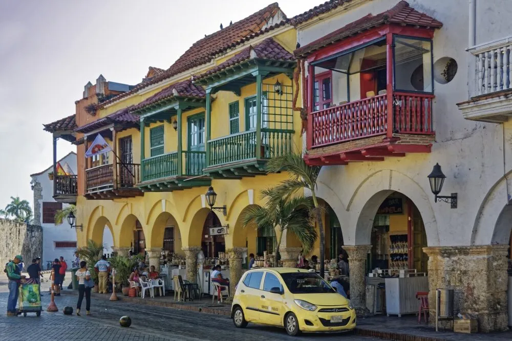 Kleurrijke huizen in Cartagena, Colombia