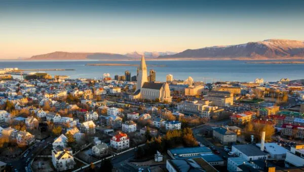 Luchtfoto van Reykjavik in IJsland