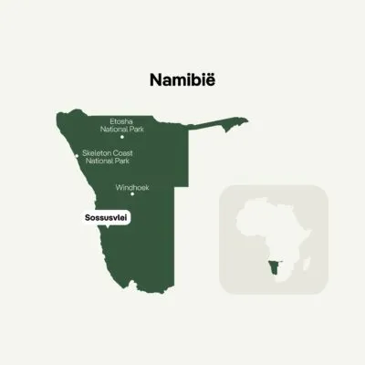 Kaart van Namibië met Sossusvlei