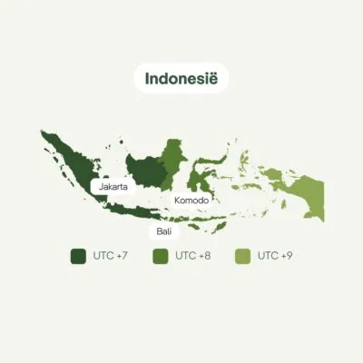 Overzicht van tijdsverschil in Indonesië