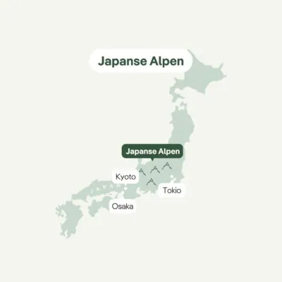 Kaart van Japan met de Japanse Alpen