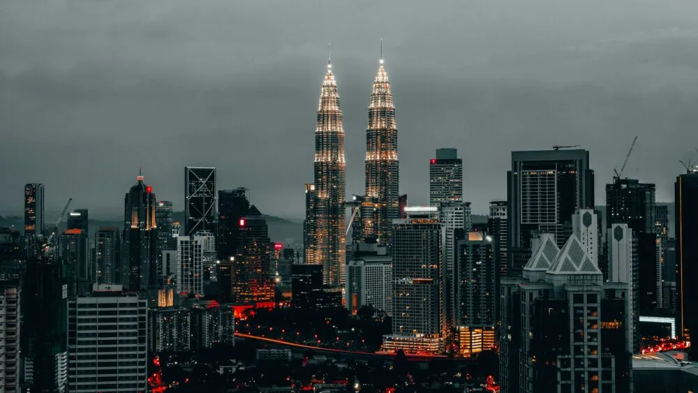 Verlichtte Petrona Twin towers in kuala lumpur maleisie