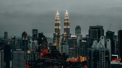 Verlichtte Petrona Twin towers in kuala lumpur maleisie