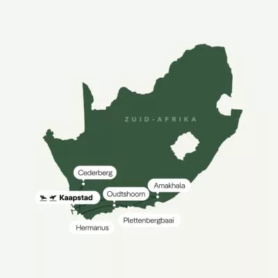 Kaart van beste reisroute door Zuid-Afrika.