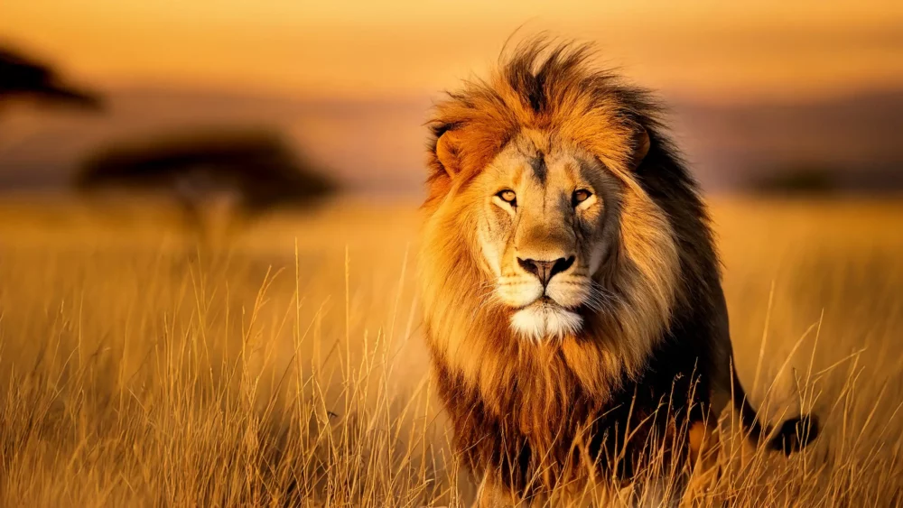Leeuw in savanne in Afrika.