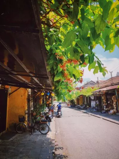 hoi an vietnam oude stad, met kleurrijke huizen en bloemen