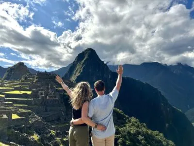 Kas op de top bij Machu Picchu, Peru.