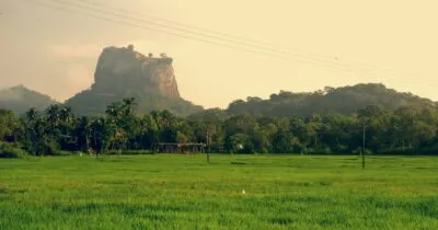 Sri Lanka Sigiriya Leeuwenrots Uizicht Vanaf Rijstveld