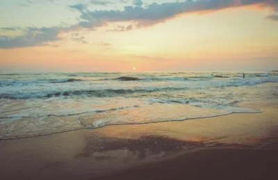Strand Zonsondergang Zee