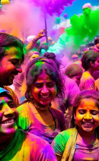 India Holi Festival Feestgangers
