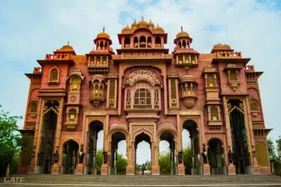 Jaipur Gebouw Poort Rood Met Goud